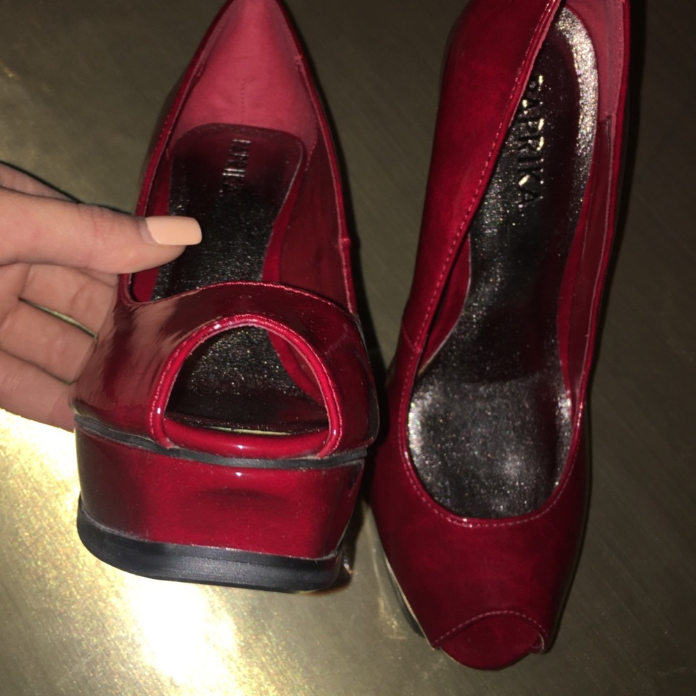 Red Platform Heels - Picture 3 of 6